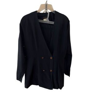 Body Zone Vintage Black Blazer & Skirt Two Piece Set